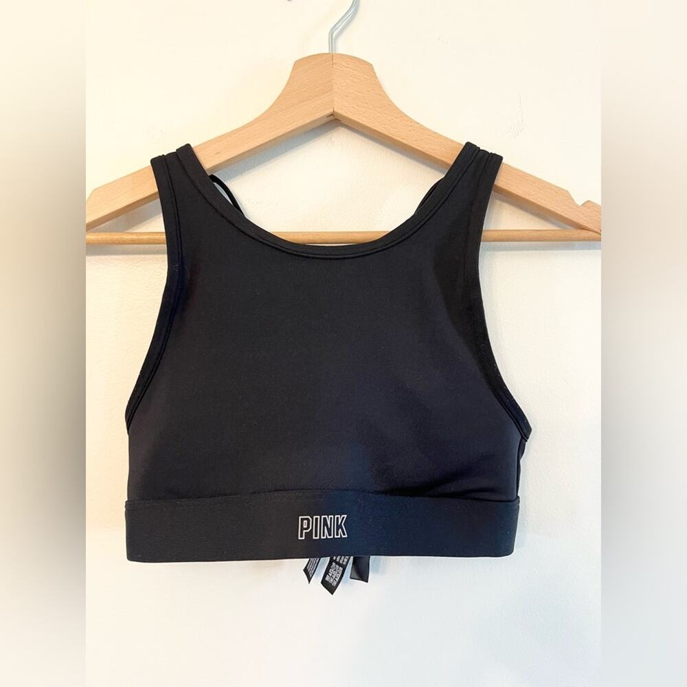 Pink by Victoria’s Secret black high neck sports bra XS athletic gym gymnastics